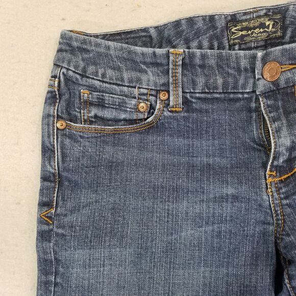 Seven7 Jeans Women's size 32 Low Rise Bootcut Blue stretch Denim Pants 32x30 - Picture 3 of 14